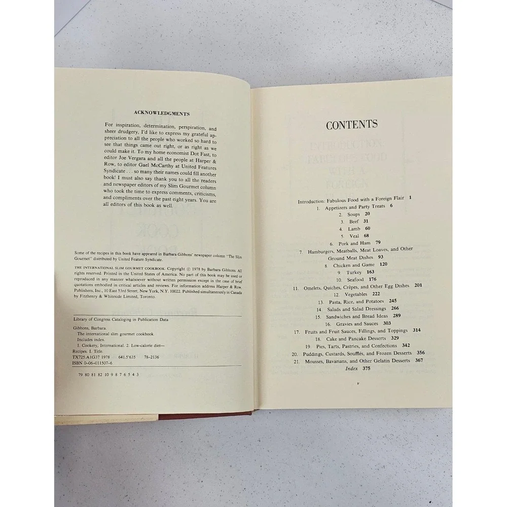 International Slim Gourmet‎ Cookbook Barbara Gibbons HC 1978 Vintage